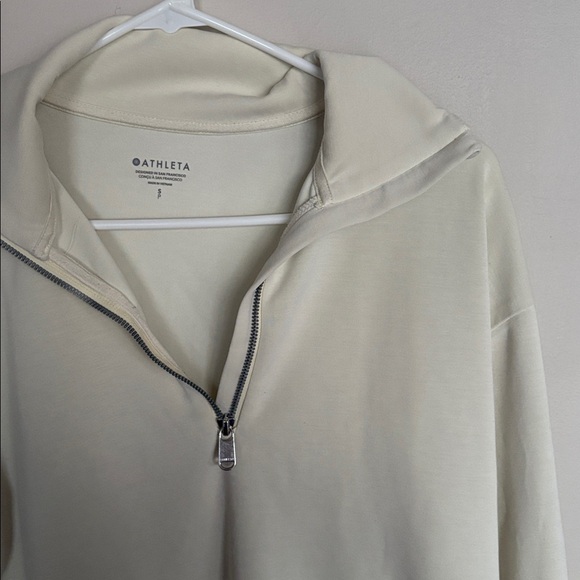 Athleta Women’s Soft Half Zip Pullover Sweatshirt Cream White Size S - Picture 4 of 7